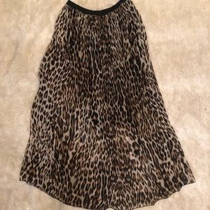 Leopard print sheer flowy maxi skirt